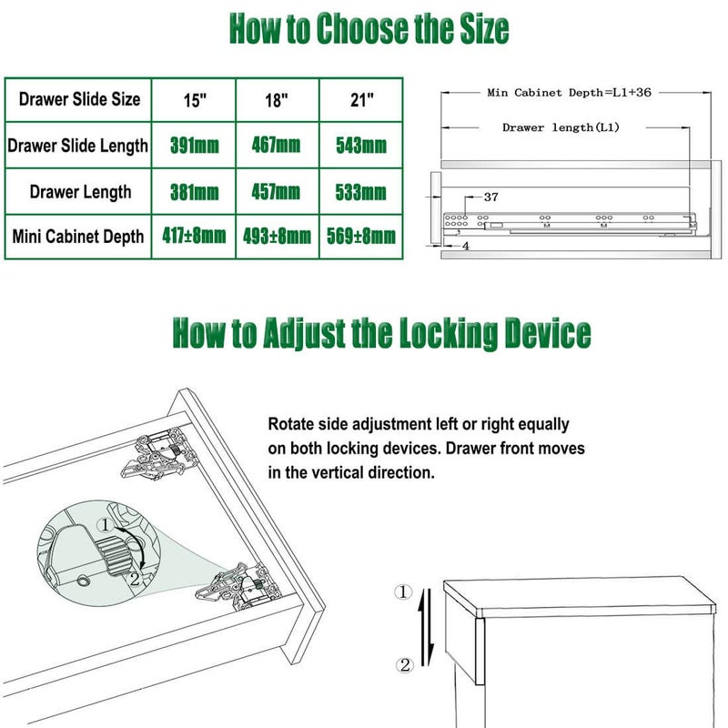 OCG Undermount Drawer Slides 21 inch (1 Pair), Full Extension Soft Close Concealed Drawer Runners, Come with Mounting Screws and Brackets, 1 Pair - Image 4